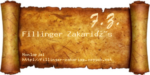 Fillinger Zakariás névjegykártya